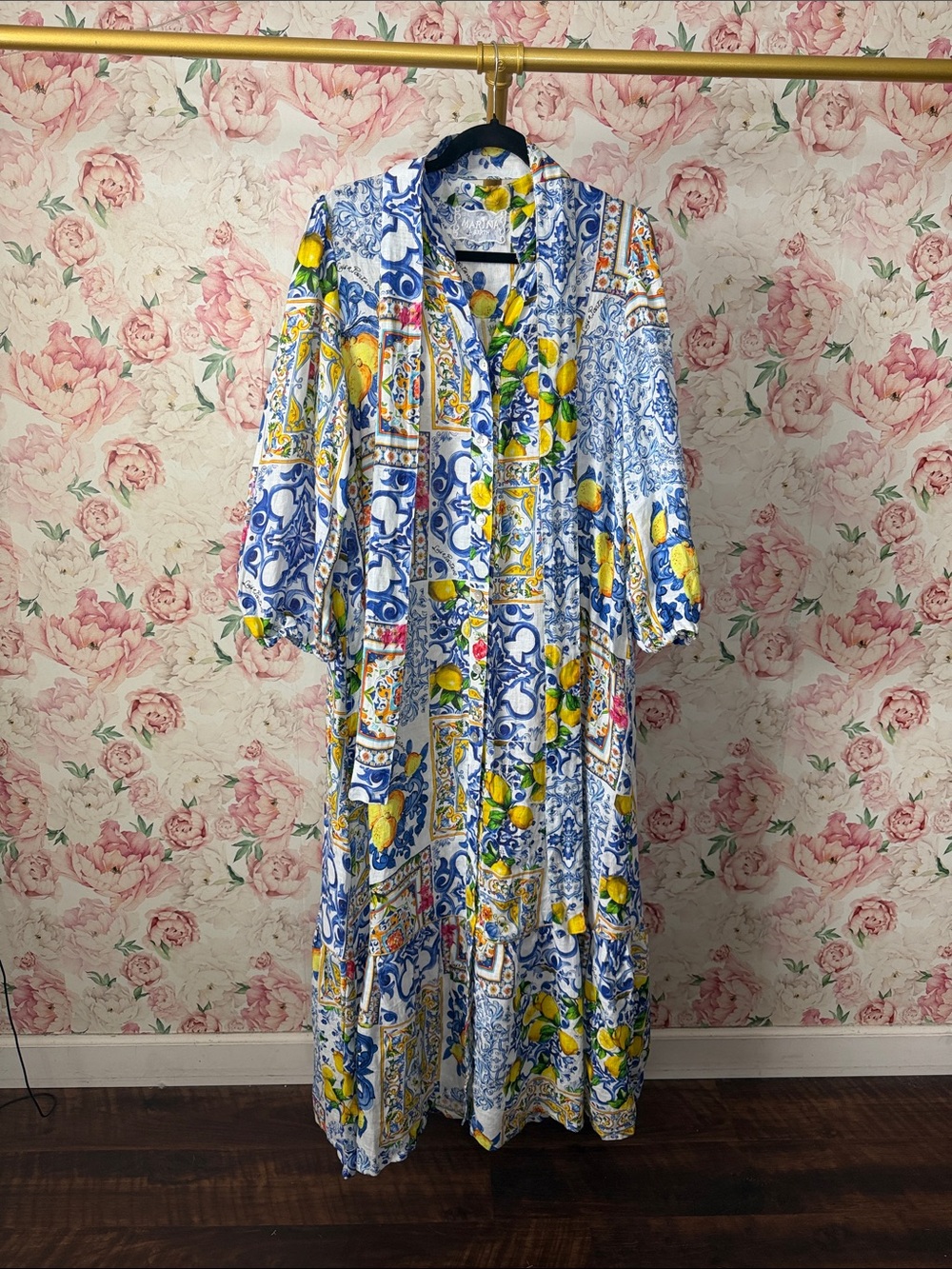 EUC Marina St Barth POSITANO DRESS NEREA Lemons 100% Linen $675 - Picture 2 of 6